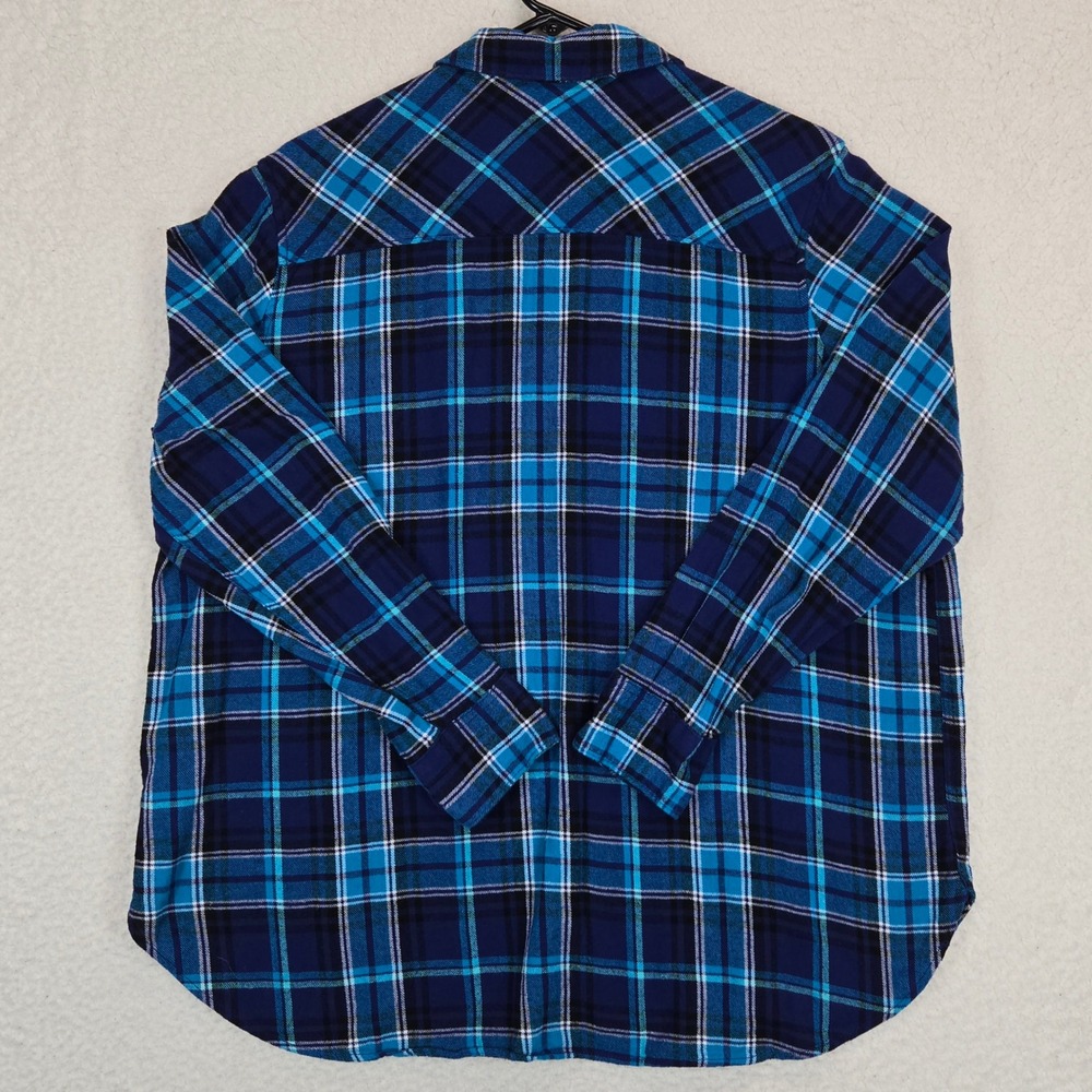 Woolrich Plaid Flannel Shirt Womens XXL Blue Navy Soft Lightweight Button Down‎ - Picture 5 of 11